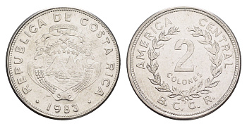 Коста-Рика 2 колона 1983 KM 211.1 нержавеющая сталь UNC 4642-851
