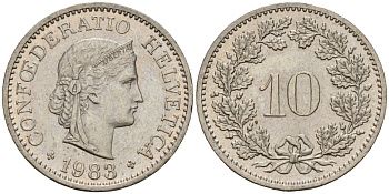 Швейцария 10 раппенов 1983 KM 27 медно-никель 4189-431