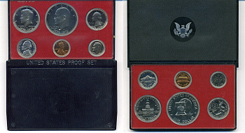 США годовой набор из 6 монет (1, 5, 10, 25 и 50 центов; 1 доллар) 1976 в оригинальной упаковке KM PS140 (A192, 195a, 201, 204, 205 и 206) PROOF 8-2-02-25