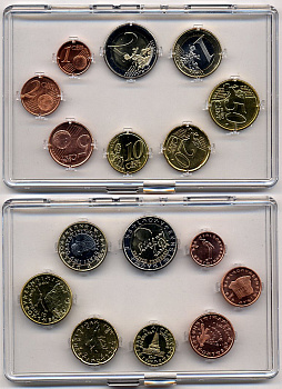 Словения евронабор из 8 монет 2007 в пластиковом планшете биметалл UNC 3-4-4-13