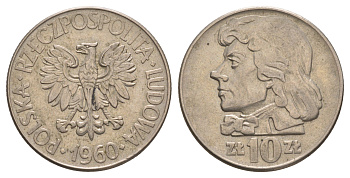 Польша 10 злотых 1960 MW, Тадеуш Костюшко (1746-1817) Y 50 медно-никель 4653-711