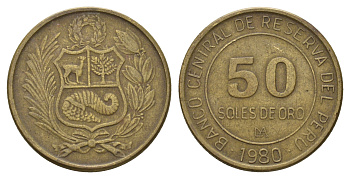 Перу 50 солей 1980 KM 273 алюминиевая бронза 4141-1031