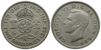 Великобритания 2 шиллинга (флорин) 1948 Георг VI (1936-1952) KM 865, Spink 4102 медно-никель 4381-1134