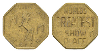 США жетон для стриптиз-клуба "Show World Center (Лучшее в мире место для шоу)" ND размер 20x20 мм, вес 3,6 гр латунь 4613-924