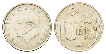 Турция 10000 лир 1995 Кемаль Ататюрк KM 1027.1 медь цинк никель UNC 4706-1215