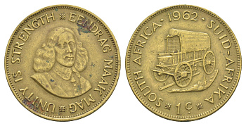 ЮАР 1 цент 1962 Ян ван Рибек KM 57 латунь 4645-914