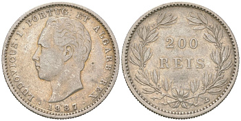 Португалия 200 реалов 1887 Луиш I (1861-1889) KM 512 серебро 4171-1124