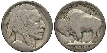 США 5 ЦЕНТОВ ND D, ИНДЕЕЦ, БИЗОН KM 134 медно-никель 27-723