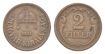 Венгрия 2 филлера 1931 BP KM 506 бронза 4665-435