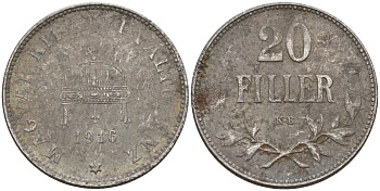 Венгрия 20 филлеров 1916 КВ, Карл I (1916-1918) KM 498 железо 4151-965
