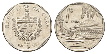 Куба 1 песо 2007 хижины Гуама KM 579 сталь плакированная никелем 4646-453