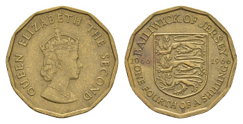 Джерси 1/4 шиллинга 1966 900 лет битве при Гастингсе KM 27 никель латунь 4656-1046