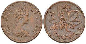 Канада 1 цент 1979 Елизавета II (1952-2022), кленовый лист KM 59.2 бронза 54-851