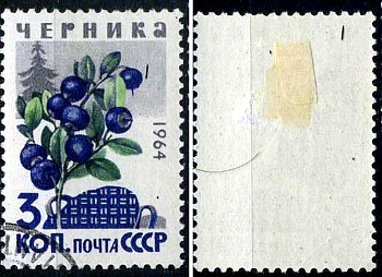 СССР марка 3 копейки 1964 Ягоды - черника Загорский 3049 почтовое гашение 8699-8-7-2