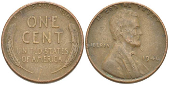 США 1 ЦЕНТ 1946 ЛИНКОЛЬН KM А132 медь цинк 218-937