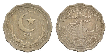 Пакистан 1 анна 1949 KM 3 медно-никель 4649-257