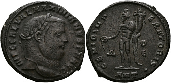 Римская Империя нуммий 309 Галерий GENIO IMPERATORIS Антиохия Good Very fine RIC 112a (var) бронза 1073-10-24