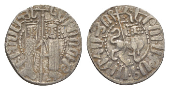 Киликийская Армения трам 1226-1271 Хетум I и царица Забель, держат крест/лев с патриаршим крестом  серебро    1516-811