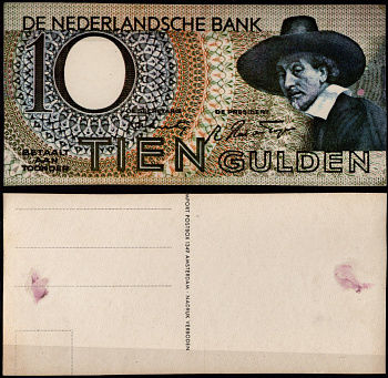 Нидерланды 10 гульденов ND (1943-1944) открытка тип Pick 59 картон 8708-9