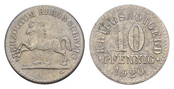 Брауншвейг 10 пфеннигов 1920 Funck 56.5, Men05 3454.11, Men18 4388.11 железо 4636-914