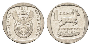 ЮАР 1 ранд 2011 KM 504 медь плакированная никелем 4627-555