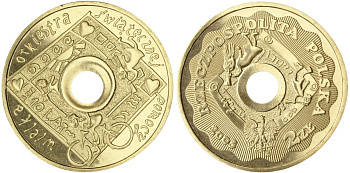 Польша 2 злотых 2003 MW, 10 лет великому оркестру рождественской помощи KM 446 нордик UNC 4531-612