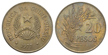 Гвинея-Бисау 20 песо 1977 KM 21 медно-никель 3897-1134
