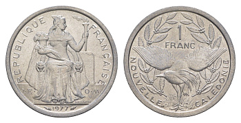 Французская Новая Каледония 1 франк 1977 KM 10 алюминий UNC 4641-131