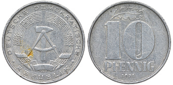 ГДР 10 пфеннигов 1971 А KM 10 алюминий 62-826