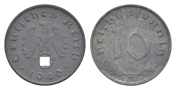 Германия 10 рейхспфеннигов 1940 D KM 101, J. 371 цинк 4647-826