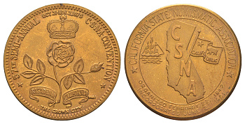 США, Калифорния медаль "Калифорнийская государственная нумизматическая ассоциация, 57-й полугодовой съезд" 1975 диаметр 35 мм, вес 23,1 ГР бронза 1529-522