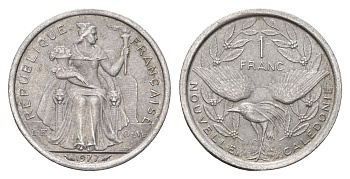 Новая Каледония 1 франк 1977 KM 10 алюминий 181-853