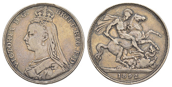 Великобритания 1 крона 1892 Виктория (1837-1901) KM 765, Spink 3921 серебро 4044-715