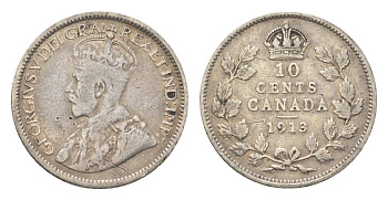 Канада 10 центов 1913 Георг V (1910-1936) KM 23 серебро 4623-854