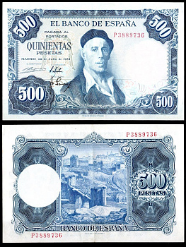 Испания 500 песет 1954 Игнасио Сулоага Pick 148 бумага 451-1145-2