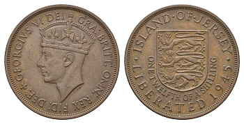 Джерси 1/12 шиллинга 1945 Георг VI (1937-1952), освобождение Джерси KM 19 бронза 4634-342