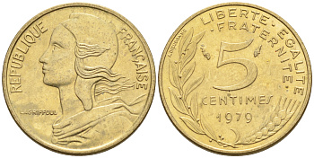 Франция 5 сантимов 1978 тип Марианна KM 933 никель алюминий медь    4594-1135