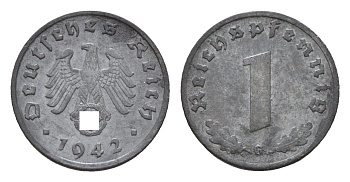 Германия 1 рейхспфенниг 1942 G KM 97, J. 369 цинк 54-336