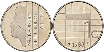 Нидерланды 1 гульден 1983 Беатрикс (1980-2013) KM 205 никель UNC 4116-123