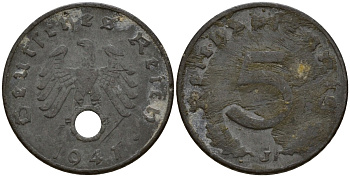 Германия 5 рейхспфеннигов 1941 J KM 100, J. 370 цинк 4154-939