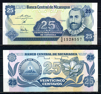 Никарагуа 25 сентаво ND (1991) Франсиско Эрнандес де Кордоба Pick 170 a (2) бумага UNC (пресс) 2192-40-2-2