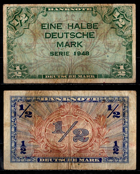 Германия 1/2 марки 1948 Pick 1 бумага 8616-56-2-2