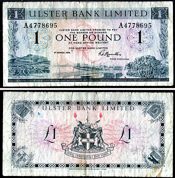 Северная Ирландия 1 фунт 1976 Pick 325 b бумага 7551-34-4-2