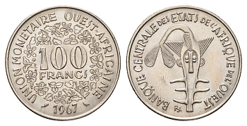 Западная Африка (BCEAO) 100 франков 1967 KM 4 никель UNC 4671-147