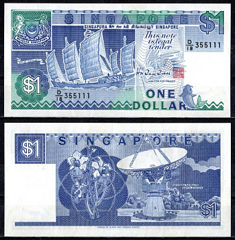Сингапур 1 доллар 1987 Pick 18 b бумага 7376-36-1-2