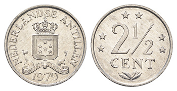 Нидерландские Антильские острова (Нидерландские Антилы) 2 1/2 цента 1979 Юлиана (1948-1980) KM 9a алюминий  UNC  M69-17