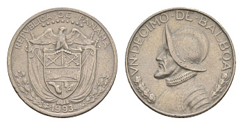 Панама 1/10 бальбоа (10 сентесимо) 1993 KM 10 медь плакированная медно-никелем 4644-167