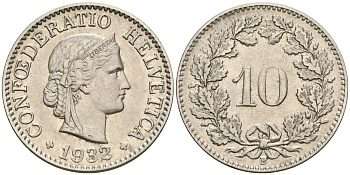 Швейцария 10 раппенов 1982 KM 27 медно-никель 4364-1354