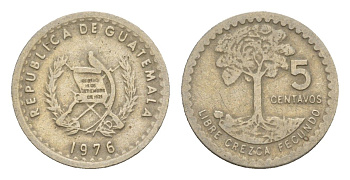 Гватемала 5 сентаво 1977 KM 270 медно-никель 4649-924