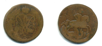 РОССИЯ 1 КОПЕЙКА 1760 медь 61-917